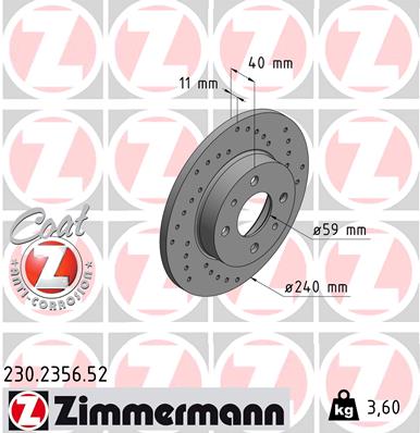 ZIMMERMANN 254388 230.2356.52 - Féktárcsa