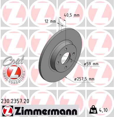 ZIMMERMANN ZIM230.2357.20 féktárcsa