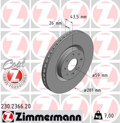 ZIMMERMANN 230.2366.20 Féktárcsa