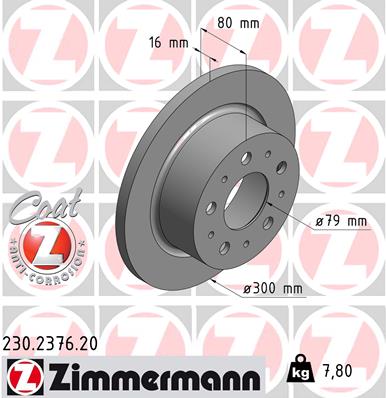 ZIMMERMANN ZIM230.2376.20 féktárcsa