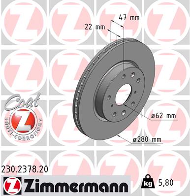 ZIMMERMANN 230.2378.20 Féktárcsa