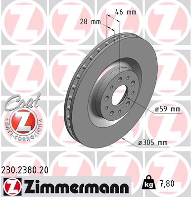 ZIMMERMANN ZIM230.2380.20 féktárcsa