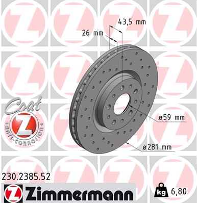 ZIMMERMANN ZIM230.2385.52 féktárcsa