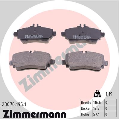 ZIMMERMANN ZIM23070.195.1 fékbetét készlet, tárcsafék