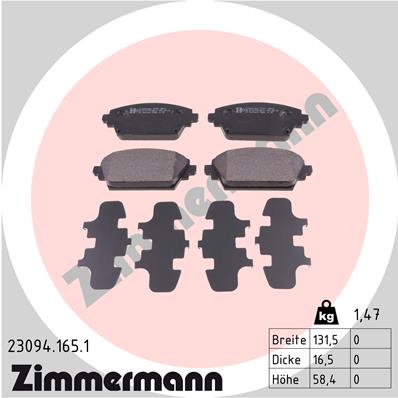 ZIMMERMANN ZIM23094.165.1 fékbetét készlet, tárcsafék