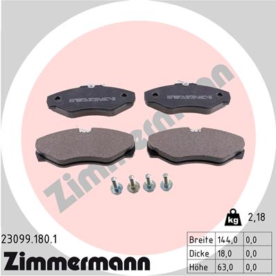 ZIMMERMANN ZIM23099.180.1 fékbetét készlet, tárcsafék
