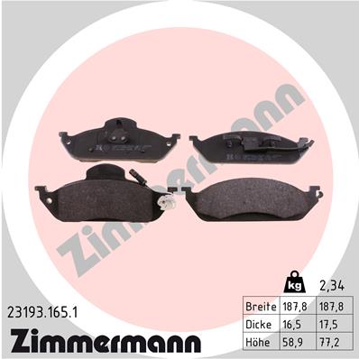 ZIMMERMANN ZIM23193.165.1 fékbetét készlet, tárcsafék