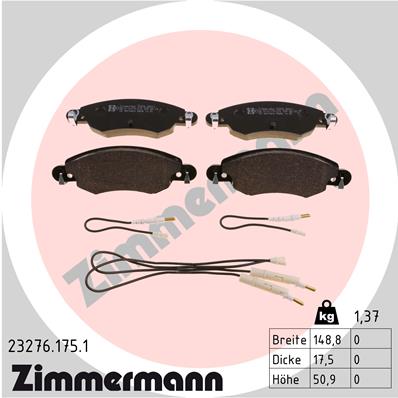 ZIMMERMANN 23276.175.1 Fékbetét készlet, tárcsafék