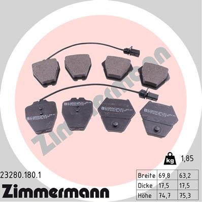 ZIMMERMANN ZIM23280.180.1 fékbetét készlet, tárcsafék