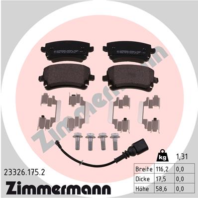 ZIMMERMANN ZIM23326.175.2 fékbetét készlet, tárcsafék