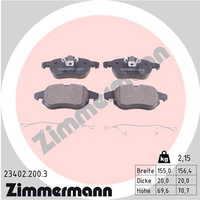 ZIMMERMANN ZIM23402.200.3 fékbetét készlet, tárcsafék