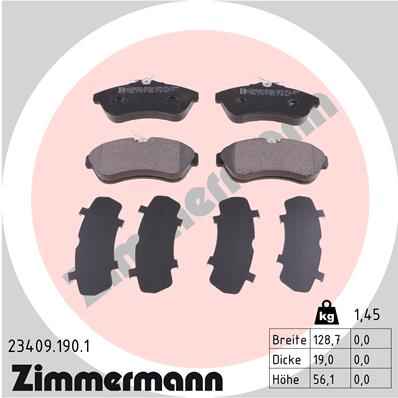 ZIMMERMANN ZIM23409.190.1 fékbetét készlet, tárcsafék