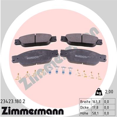 ZIMMERMANN ZIM23423.180.2 fékbetét készlet, tárcsafék