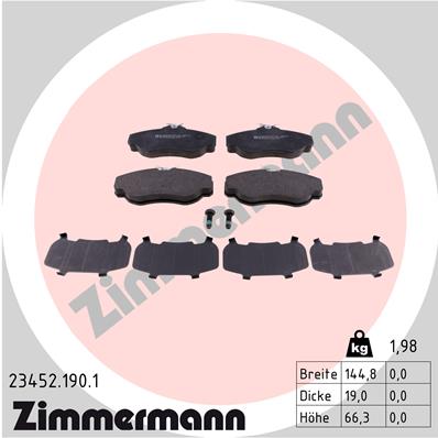 ZIMMERMANN ZIM23452.190.1 fékbetét készlet, tárcsafék