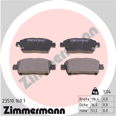 ZIMMERMANN ZIM23510.160.1 fékbetét készlet, tárcsafék