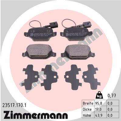 ZIMMERMANN ZIM23517.170.1 fékbetét készlet, tárcsafék