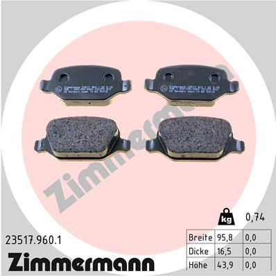 ZIMMERMANN ZIM23517.960.1 fékbetét készlet, tárcsafék