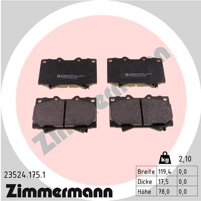 ZIMMERMANN ZIM23524.175.1 fékbetét készlet, tárcsafék