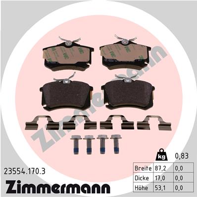 ZIMMERMANN ZIM23554.170.3 fékbetét készlet, tárcsafék