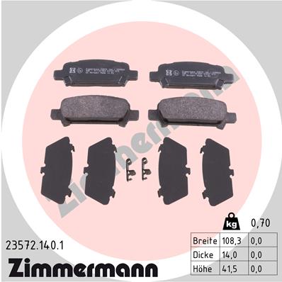 ZIMMERMANN ZIM23572.140.1 fékbetét készlet, tárcsafék