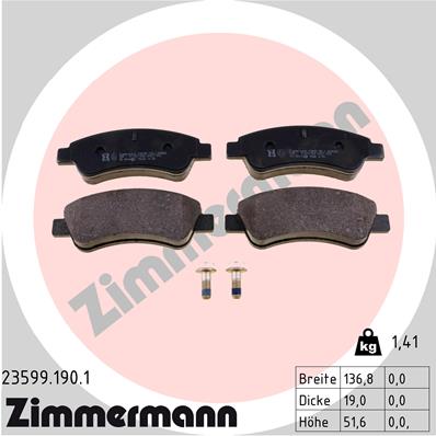 ZIMMERMANN ZIM23599.190.1 fékbetét készlet, tárcsafék