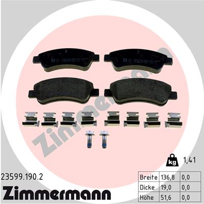 ZIMMERMANN ZIM23599.190.2 fékbetét készlet, tárcsafék