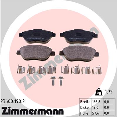 ZIMMERMANN ZIM23600.190.2 fékbetét készlet, tárcsafék