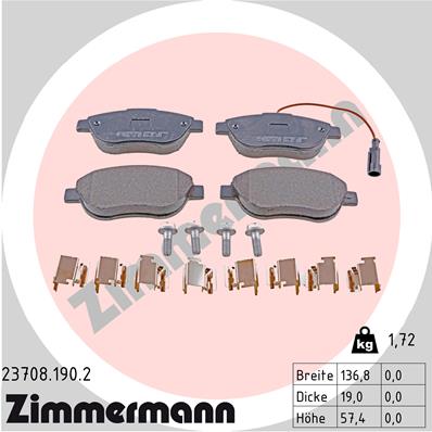 ZIMMERMANN ZIM23708.190.2 fékbetét készlet, tárcsafék