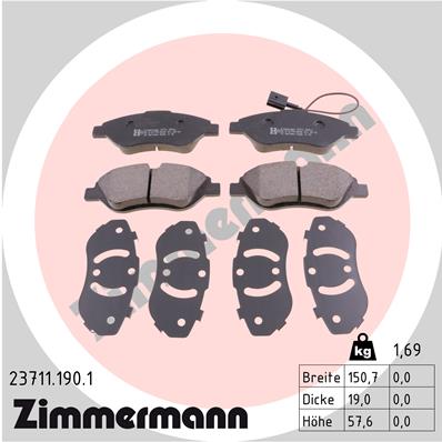 ZIMMERMANN ZIM23711.190.1 fékbetét készlet, tárcsafék