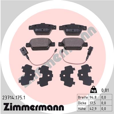 ZIMMERMANN ZIM23714.175.1 fékbetét készlet, tárcsafék