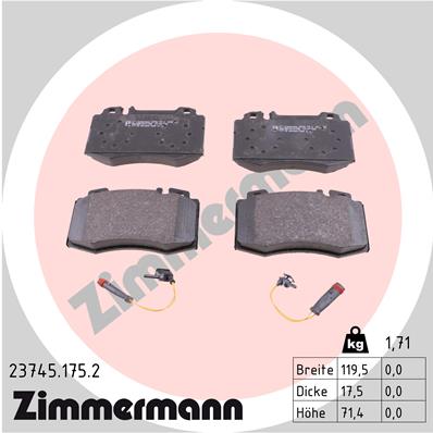 ZIMMERMANN ZIM23745.175.2 fékbetét készlet, tárcsafék