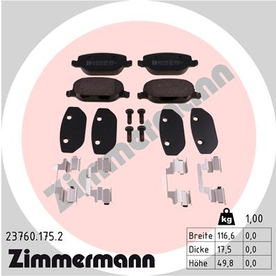 ZIMMERMANN ZIM23760.175.2 fékbetét készlet, tárcsafék