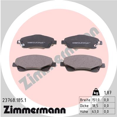 ZIMMERMANN ZIM23768.185.1 fékbetét készlet, tárcsafék