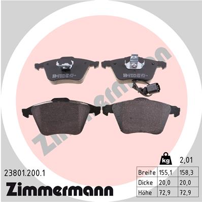 ZIMMERMANN ZIM23801.200.1 fékbetét készlet, tárcsafék