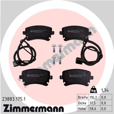 ZIMMERMANN ZIM23883.175.1 fékbetét készlet, tárcsafék