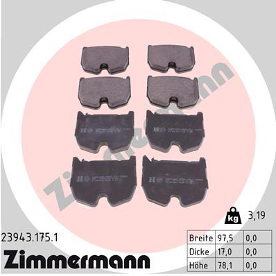 ZIMMERMANN ZIM23943.175.1 fékbetét készlet, tárcsafék