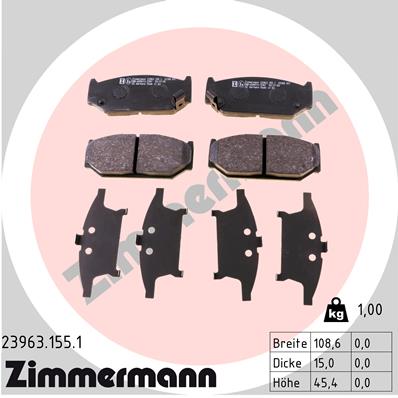 ZIMMERMANN ZIM23963.155.1 fékbetét készlet, tárcsafék