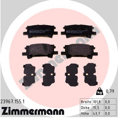 ZIMMERMANN ZIM23967.155.1 fékbetét készlet, tárcsafék