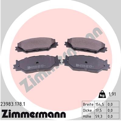 ZIMMERMANN ZIM23983.178.1 fékbetét készlet, tárcsafék