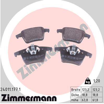 ZIMMERMANN 24011.177.1 Zimmermann fékbetét készlet, tárcsafék
