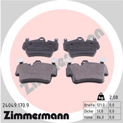 ZIMMERMANN ZIM24049.170.9 fékbetét készlet, tárcsafék