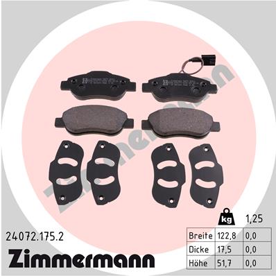 ZIMMERMANN ZIM24072.175.2 fékbetét készlet, tárcsafék