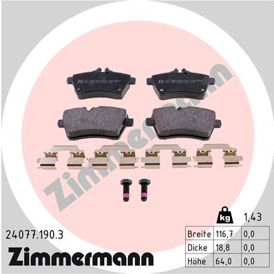 ZIMMERMANN ZIM24077.190.3 fékbetét készlet, tárcsafék