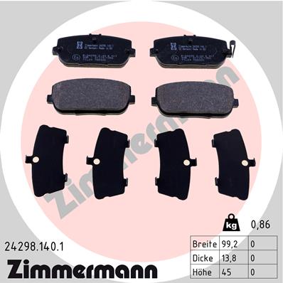 ZIMMERMANN ZIM24298.140.1 fékbetét készlet, tárcsafék