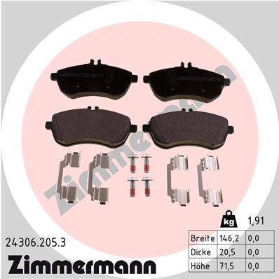 ZIMMERMANN ZIM24306.205.3 fékbetét készlet, tárcsafék