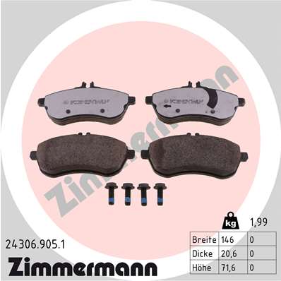 ZIMMERMANN ZIM24306.905.1 fékbetét készlet, tárcsafék