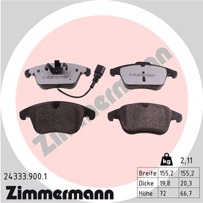 ZIMMERMANN ZIM24333.900.1 fékbetét készlet, tárcsafék