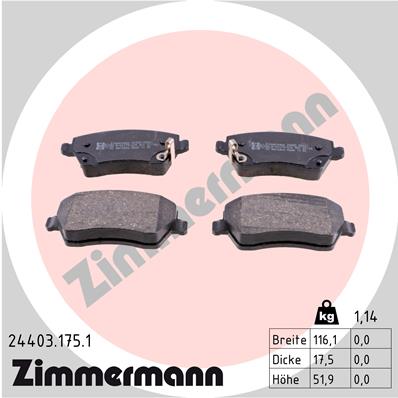 ZIMMERMANN ZIM24403.175.1 fékbetét készlet, tárcsafék