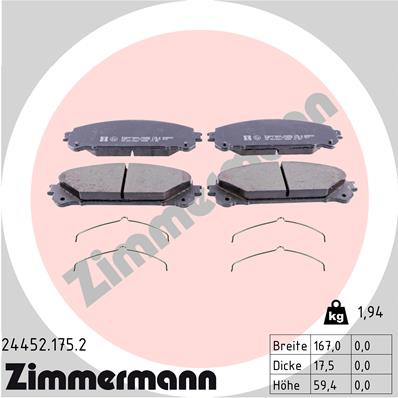 ZIMMERMANN ZIM24452.175.2 fékbetét készlet, tárcsafék