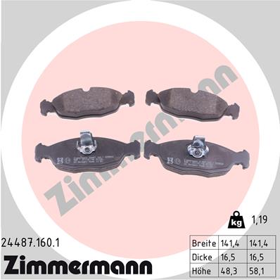 ZIMMERMANN ZIM24487.160.1 fékbetét készlet, tárcsafék